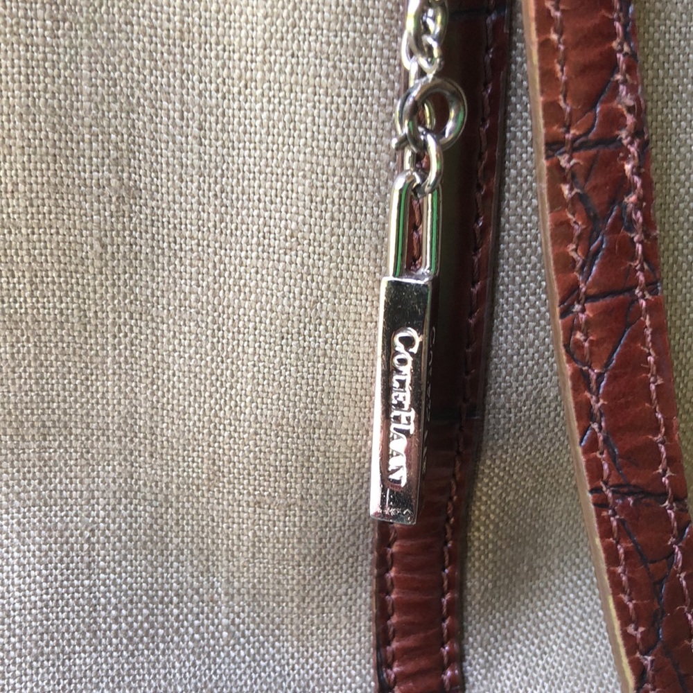 Classic Cole Haan Linen-Canvas and Faux Croc Leather Shoulder Bag Shopper - Picture 2 of 11